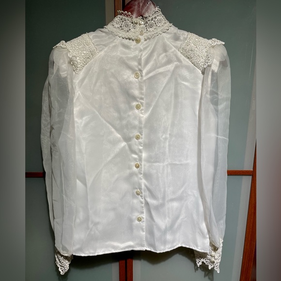 Scott McClintock Sportswear Vintage 80s White Lace Victorian Blouse Top Size 4 - Picture 2 of 8